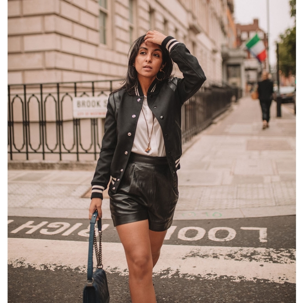 Mango Black Leather High Waist Shorts size L